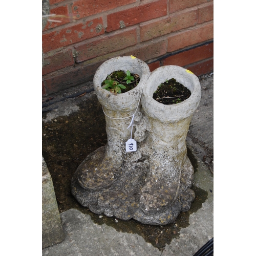 810 - PAIR OF STONEWARE BOOT PLANTERS