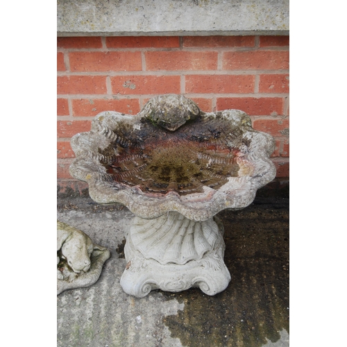 812 - STONEWARE SHELL SHAPED BIRD BATH