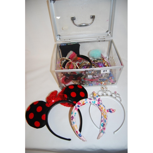 21 - BOX OF CHILDRENS HEADBANDS, BRACELETS, ETC.