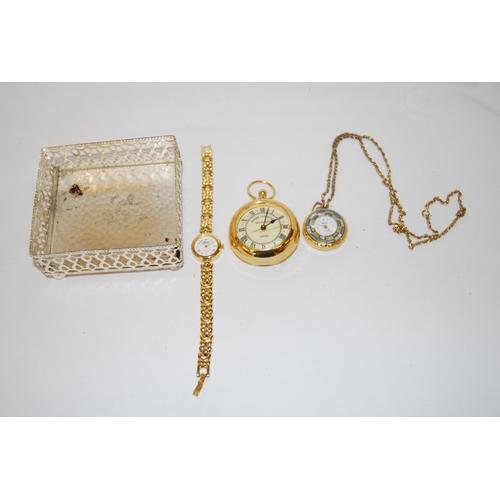 22 - ROGER LASCELLES QUARTZ POCKET WATCH, KELIA WRISTWATCH AND LUCERNE POCKET WATCH