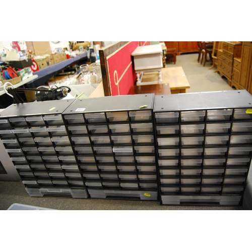 462 - 3 UPRIGHT PLASTIC ORGANISERS (36 DRAWERS IN EACH)