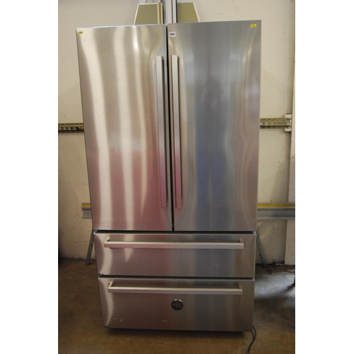 664 - BERTAZZONI STAINLESS STEEL FRIDGE REF90X 91CM WIDTH X 70CM DEPTH X 177CM HIGH