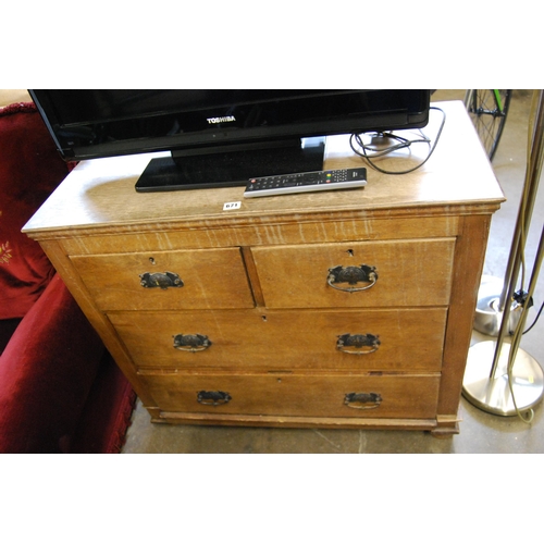 671 - EDWARDIAN SATIN WALNUT CHEST OF 4 DRAWERS