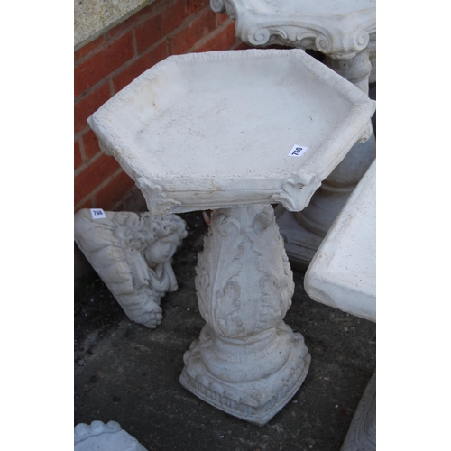 760 - HEXAGONAL BIRD BATH ON PLINTH