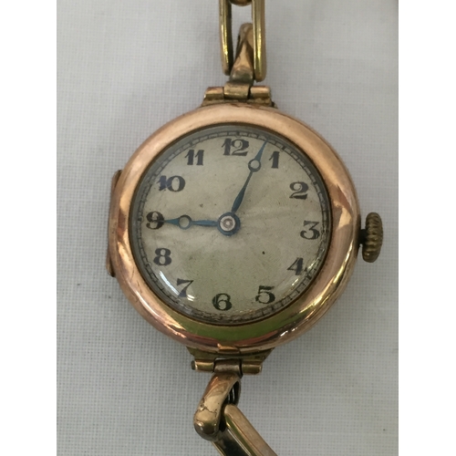 3 - 9CT GOLD LADIES WRISTWATCH WITH EXPANDING STRAP (17.8g GROSS)