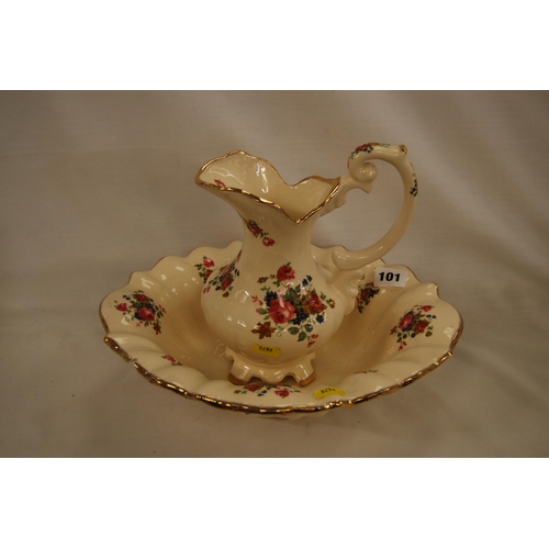 101 - SMALL STAFFORDSHIRE TOILET JUG AND BOWL