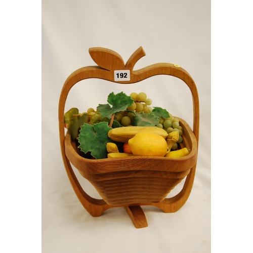 192 - WOODEN BASKET OF ARTIFICIAL FRUIT