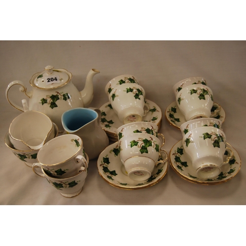 204 - COLCLOUGH BONE CHINA IVY LEAF PART TEA SERVICE (25 PIECES) & POOLE JUG