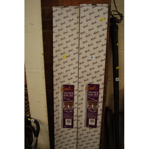 21 - 2 KIRSH VALANCE RAIL SETS (1.8m - 3.05m) - NEW