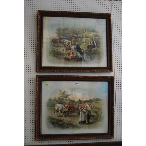 264 - PAIR OF EDWARDIAN COLOURED PRINTS 