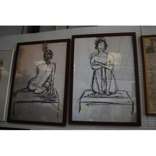 270 - PAIR OF NUDE PRINTS IN STAINED FRAMES