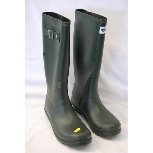 451 - PAIR OF GREEN GARDEN WELLIES SIZE 8 (NEW)