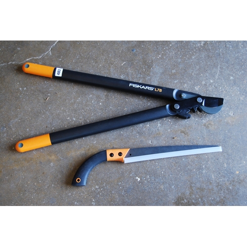 483 - FISKARS L78 LARGE POWERGEAR BYPASS LONG ARM PRUNTERS AND FISKARS PT33 PRUNING PULL SAW P2200202398