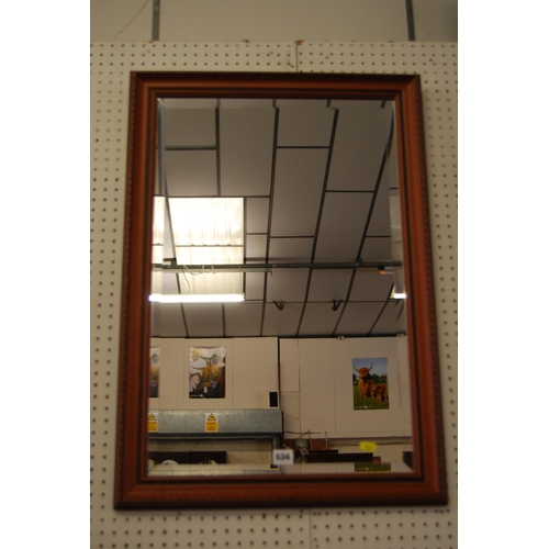 534 - MAHOGANY BEVELLED WALL MIRROR