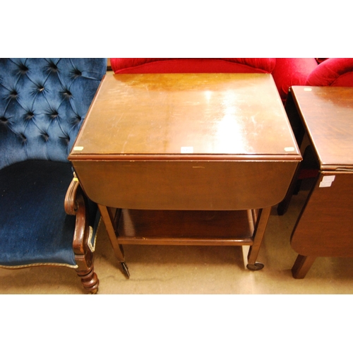 575 - WALNUT DROP LEAF TWO HEIGHT TEA TROLLEY