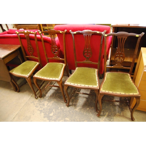 577 - SET OF 4 EDWARDIAN MAHOGANY SALON CHAIRS