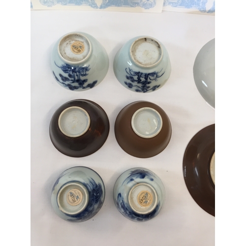 1 - SIX CHING DYNASTY BLUE & WHITE CHINESE 