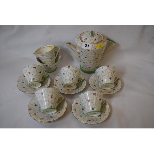 21 - PALISSY ART DECO PART COFFEE SERVICE (15 PIECES)