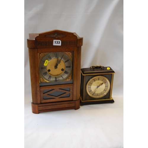 133 - METAMEC QUARTZ MANTEL CLOCK & EDWARDIAN OAK WALL CLOCK