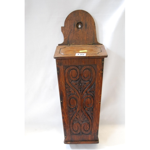 135 - 19TH CENTURY CARVED OAK CANDLE BOX