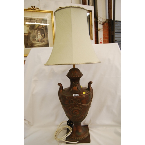 198 - MODERN URN SHAPED TABLE LAMP & SHADE