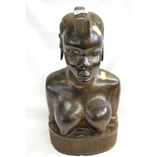 207 - AFRICAN CARVED HARDWOOD FEMALE BUST