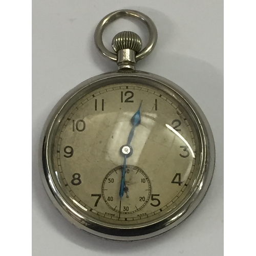 341 - OBSERVERS POCKET WATCH IN SILVER PLATED CASE WITH MARKS ON THE BACK A.M6E/50 A429