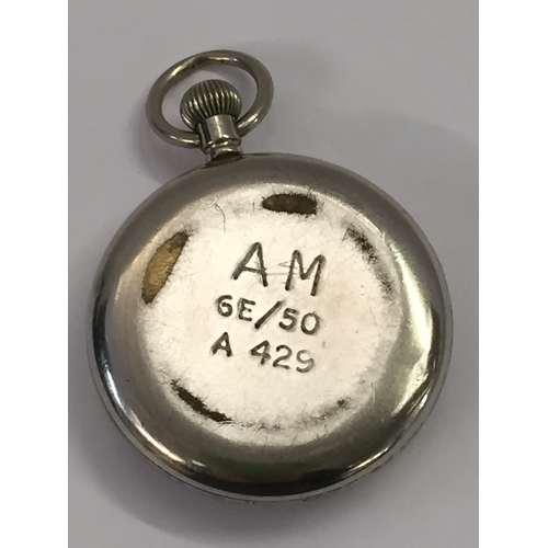 341 - OBSERVERS POCKET WATCH IN SILVER PLATED CASE WITH MARKS ON THE BACK A.M6E/50 A429