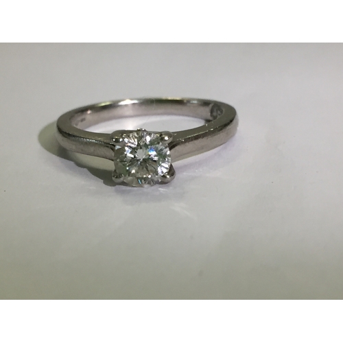 359 - PLATINUM SOLITAIRE DIAMOND RING 0.69CT WITH CERTIFICATE