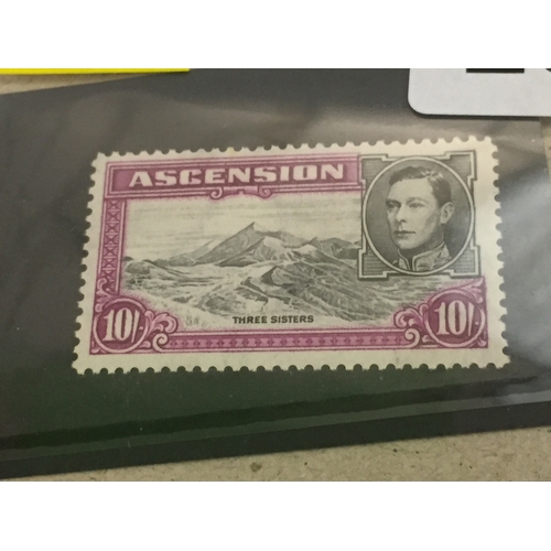 405 - 1938 ASCENSION ISLAND 10 SHILLING MAUVE STAMP (KING GEORGE VI)