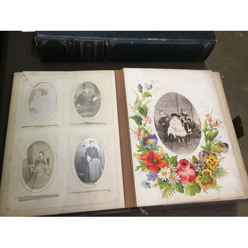 418 - VICTORIAN PHOTOGRAPH ALBUM & 50 PHOTOGRAPHS, 1 VOLUME HOLY BIBLE, 1 VOLUME THE CHRISTIAN'S NEW & COM... 