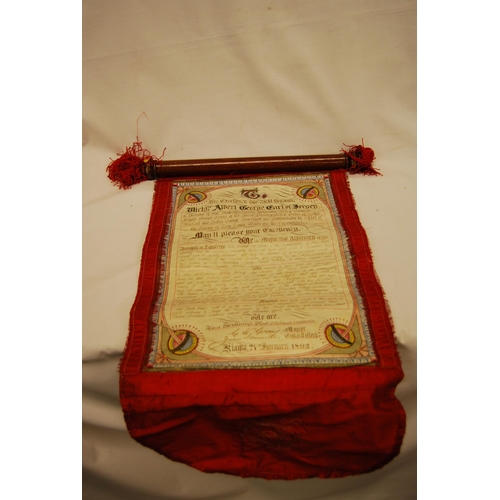 167 - ORIGINAL ILLUMINATED SCROLL ON PARCHMENT 