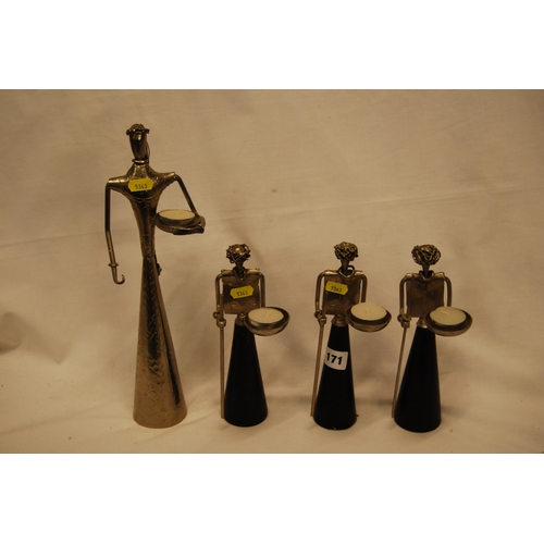 171 - 5 STYLIZED METAL FIGURAL NIGHT LIGHT HOLDERS