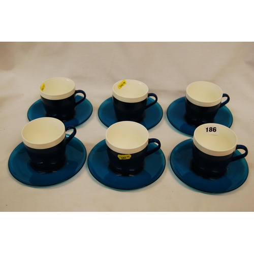 186 - SET OF SIX RETRO INSULEX TEACUPS & SAUCERS