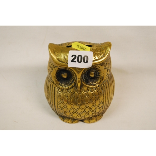 200 - BRASS OWL MONEY BOX