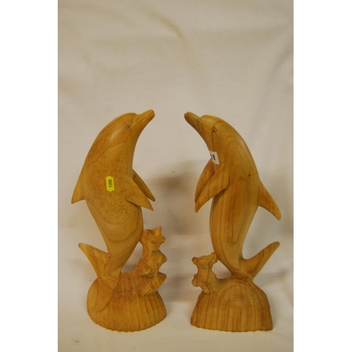 211 - 2 CARVED DOLPHINS