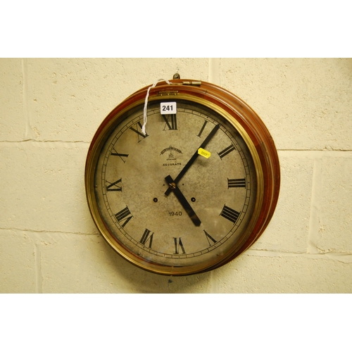 241 - 1940 CIRCULAR MAHOGANY WALL CLOCK BY ACCURATE