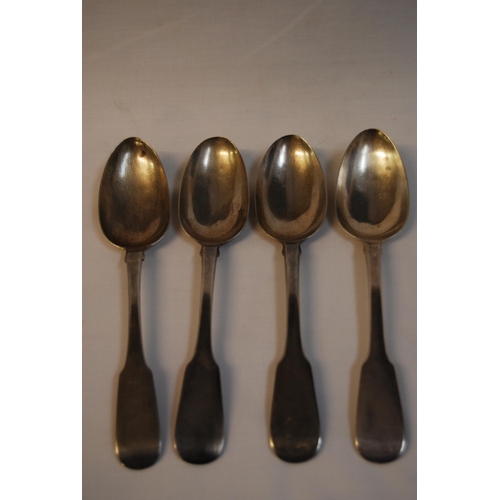 285 - SET OF 4 SILVER SERVING SPOONS, EDINBURGH 1801 (9ozs)