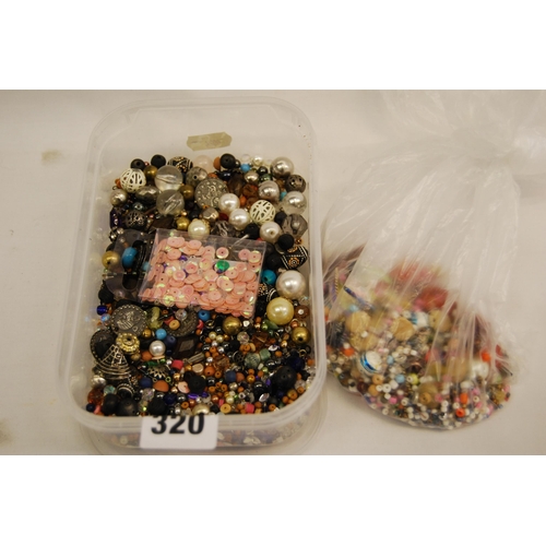 320 - QUANTITY OF GLASS & OTHER BEADS