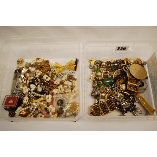 326 - 2 BOXES OF MISCELLANEOUS JEWELLERY