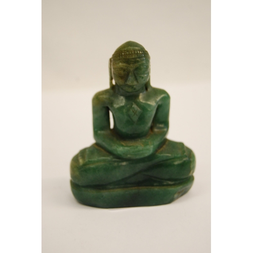 338 - CARVED GREEN JADE BUDDHA (7.5CM)