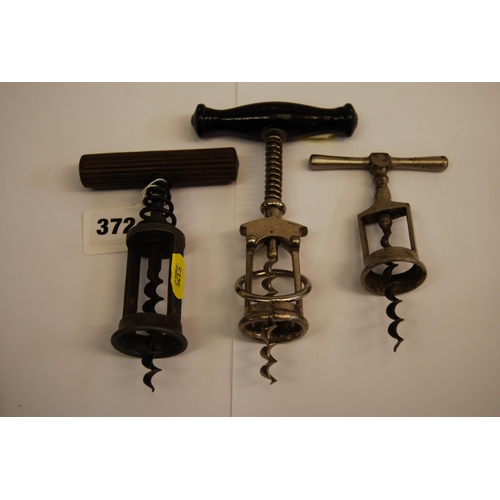 372 - 2 SPRUNG LOADED CORKSCREWS & 1 OTHER