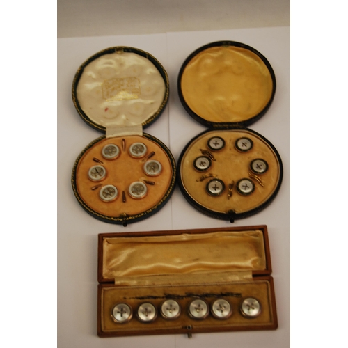 408 - 3 VINTAGE SETS OF 6 STUDS IN ORIGINAL CASES