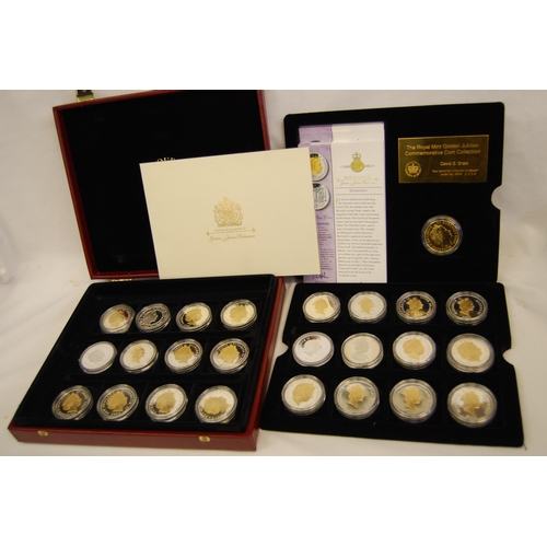 414 - 2002 ROYAL MINT QUEEN ELIZABETH II GOLDEN JUBILEE COLLECTION OF 24 SILVER COINS 28.28gms EACH AND ON... 