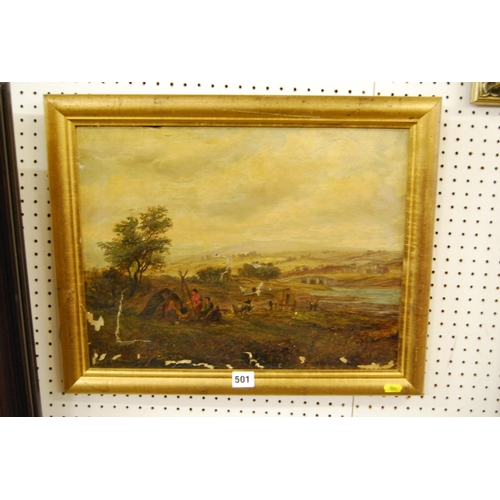 501 - 19TH CENTURY OIL PAINTING CANVAS 