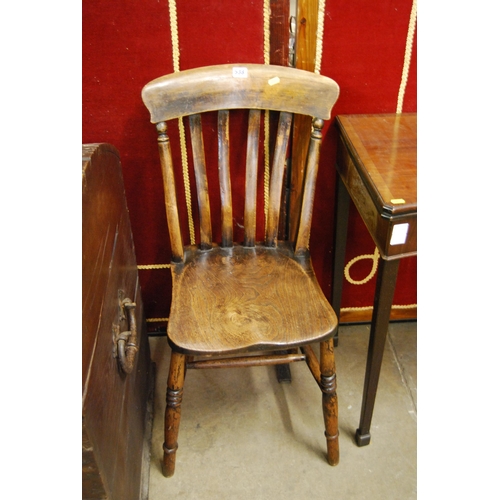 538 - 19TH CENTURY ELM SLAT BACK WINDSOR KITCHEN CHAIR