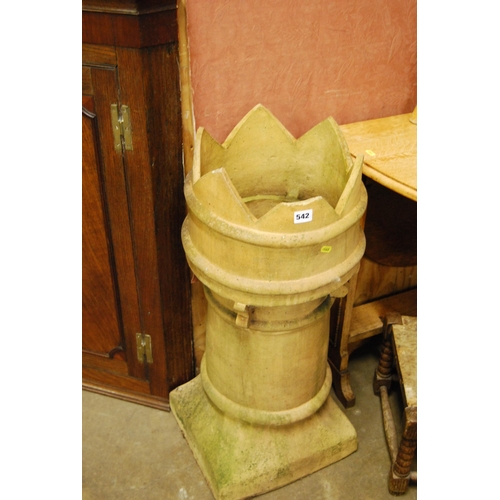 542 - CASTELLATED STONEWARE CHIMNEY POT (A/F)