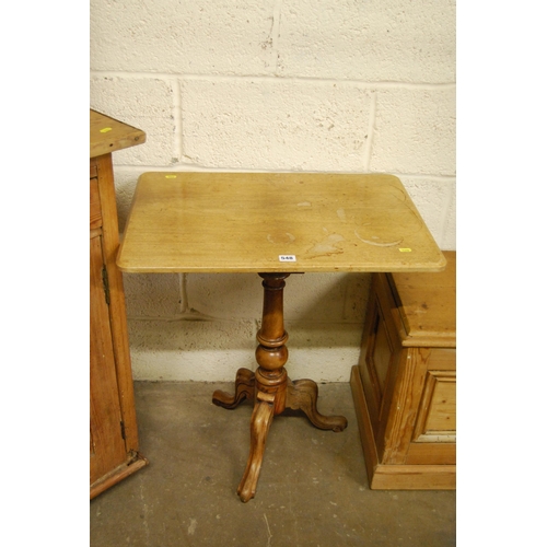 548 - VICTORIAN RECTANGULAR WINE TABLE ON TURNED PILLAR & TRIPOD BASE