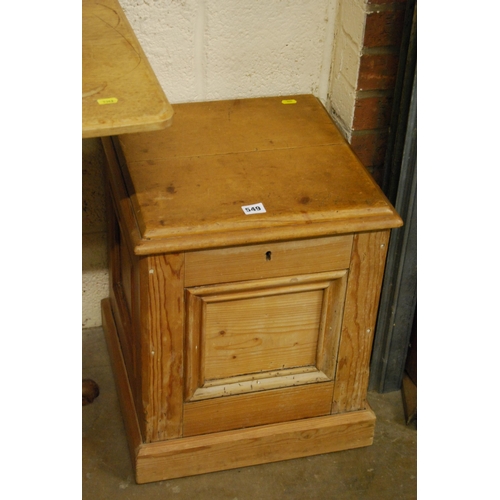 549 - PANELLED PINE LOG BOX WITH LIFT UP LID