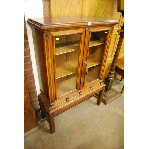 551 - 19TH CENTURY MAHOGANY DISPLAY CABINET ON STAND 80cm X 28cm X 118cm